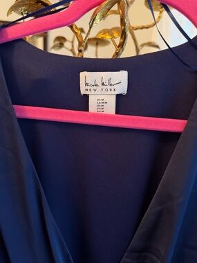 Nicole Miller Navy V-Neck Midi Dress
